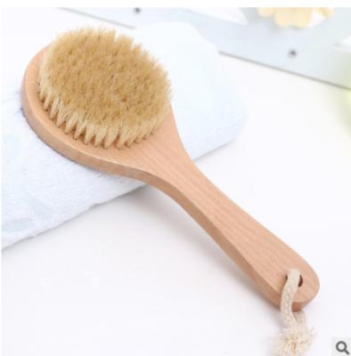 China All Logo Natural Boar Bristles Brush 20CM Customized Natural Exfoliating Dry Skin Massager Bath Brushes For Body for sale