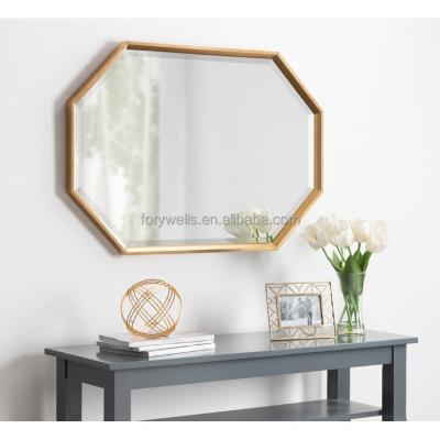 China Gold Minimalist Modern Aluminum Wall Mounted Metal Frame Octagon Shape Bathroom Frame Wall Decorative Mirror for sale