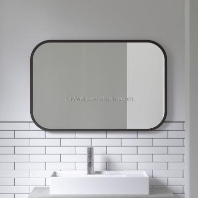 China Minimalist Aluminum Alloy Metal Rectangle Frame Stainless Exterior Wall Mount Decorative Mirror for sale