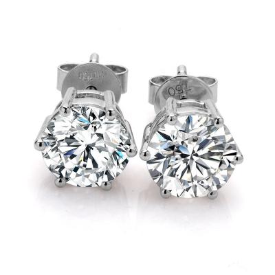 China FASHIONABLE Sterling Silver White Brilliant Round Moissanite 6 Prong Claw Earrings 925 Cazy Jewelry Stud Setting Factory Wholesale Supplier for sale