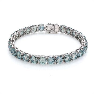 China Wholesale Luxury Round Brilliant Blue CLASSIC Moissanite Ring Diamond Tennis Bracelet Fine Jewelry CAZY 18k White Gold Cut for sale