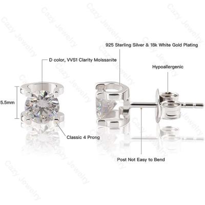 China Cazy lady earrings S925 luxury sterling silver 3A bull's head round cut zircon stud earrings for sale