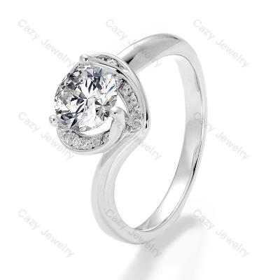 China Cazy CLASSIC gems round design k 1ct 6.5mm diamond cut moissanite ring white engagement princess for sale