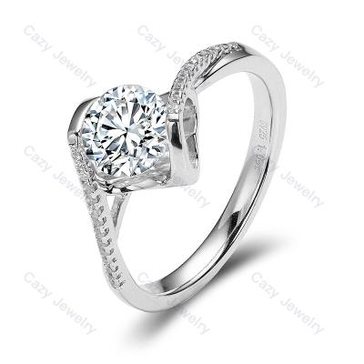 China Cazy CLASSIC 1 CT Round Form 6.5 Mm White Ring 925 Sterling Silver Ring Set Moissanite Looose Moissanite for sale