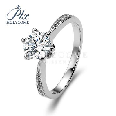 China 2022 FASHION New Trend 1CT Moissanite 925 Sterling Silver Ring Famous Design Wedding Moissanite Ring For Women for sale