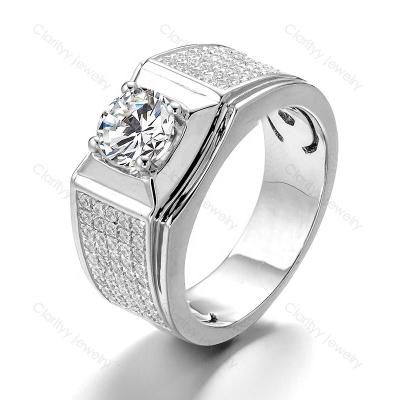 China Real Jewelry Supplier 925 Sterling Silver Jewelry CLASSIC Engagement Ring Cazy Fashion Luxury Rings Round Cut Anillos Hombre for sale