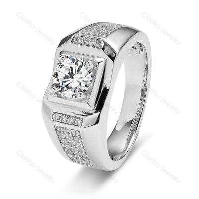 China Real Supplier 925 Sterling Silver Jewelry CLASSIC Fashion Engagement Jewelry Cazy Luxury Rings Round Moissanite Loose Cut Ring 2021men's for sale