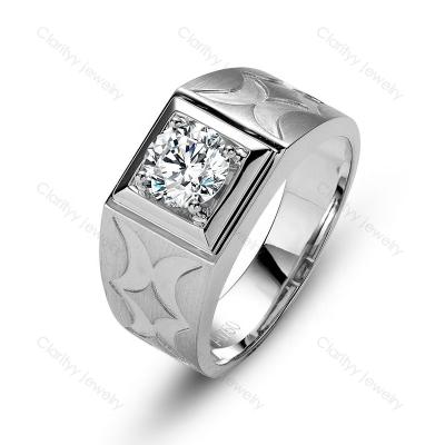 China Real Supplier 925 Sterling Silver Jewelry CLASSIC Fashion Engagement Jewelry Cazy Luxury Rings Round Moissanite Loose Cut Ring 2021men's for sale