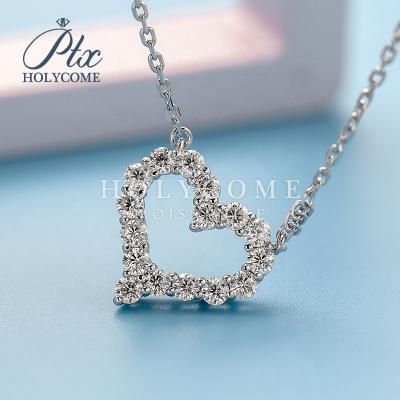 China Custom Necklace Wholesale 925 Necklace Beautiful Fashion Moissanite Heart CLASSIC Silver Necklace Jewelry For Women for sale