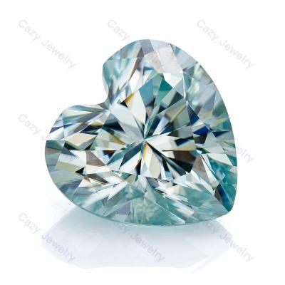 China Color Play or Fire Jewelry Making Aqua Blue Brilliant Cut Heart Moissanite Loose Gemstone GRA VVS1 for sale