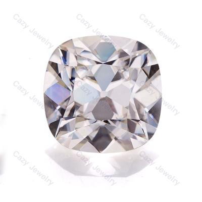 China Fire Cazy Color Play or Jewelry Making Wholesale Manufacturer DEF Old Europe White Cut Cushion Loose Gemstone Moissanite Synthetic Stone for sale