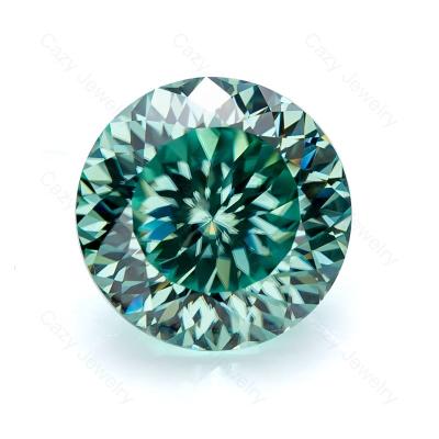 China High Quality Fire Supplier VS1 Wholesale Color Play or Jewelry Making Available Portugal Fancy Green Cut Round Loose Synthetic Gemstone Moissanite for sale