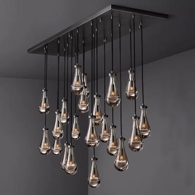 China Modern Custom K9 Wedding Banquet Led Ceiling Lamp Hanging Multi Linear Pendant Chandelier Lighting Ultra Modern Crystal for sale