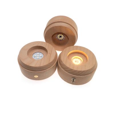 China China Wholesale RGB Color App Control Night Light Remote Base With Smart Speaker Led Wood Base For Crystal Ball for sale