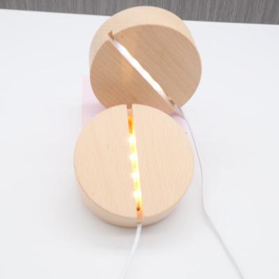 China Low Resin Stand Crafts China Art Wood Led Light Display Base Crystal Glass Resin Art Ornament Handmade Wooden Night Light for sale