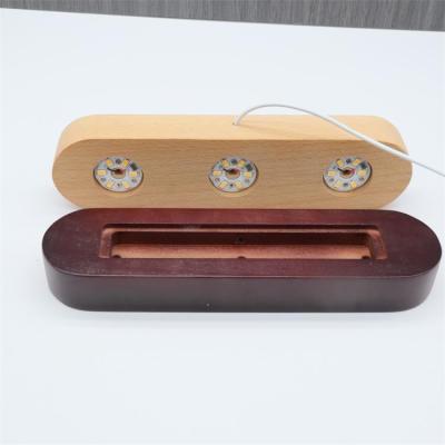 China Popular China Wooden Lamp Base Round Oval Rectangle Shape 3d Night Light Base for sale