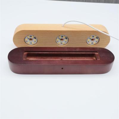 China China factory directly 7 color beech light oval wooden base for night led 3d light for sale