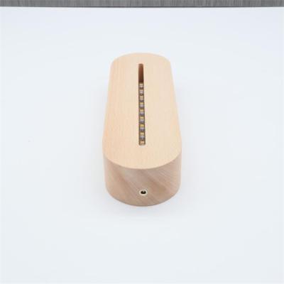 China Professional China Design Charging Creative Oval Solid Wood 3d Plate Table Night Light for sale