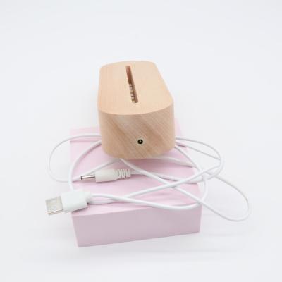 China China factory supply led night light touch switch lamp base solid wood oval base for sale