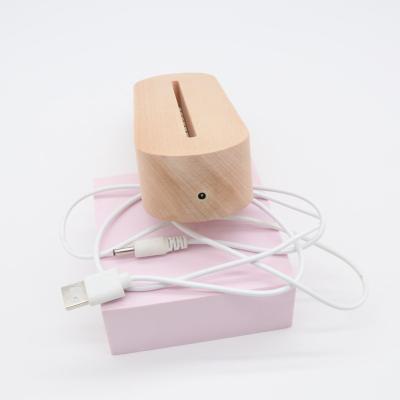 China China Hot Sale Customized Beech Wood Desk Base For 3d Night Led Lamp With Usb Cable for sale