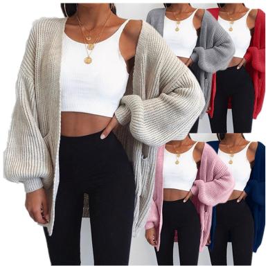 China Breathable Casual Autumn Winter Coats Plain Plus Size Women Long Sleeve Knit Cardigan Sweater for sale