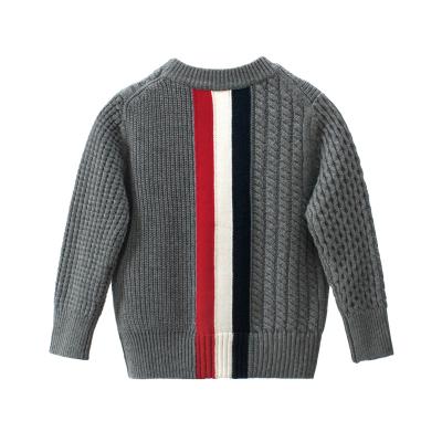 China 2021 New Anti-wrinkle Design Cable Strips Color Contrast Boy Knitted Jumper Pullover Sweater for sale