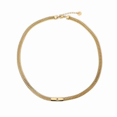 China CLASSIC Wholesale 14K Gold Plated Thick Chain Stainless Steel Zircon Necklace Fashion Accessories For Women for sale