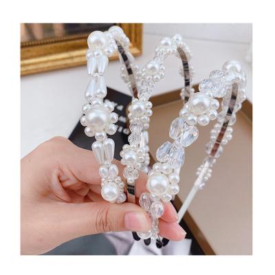 China Simple Elegant Fashion Pearl Crystal Headbands Women Wash Face Headband Hair Accessories for sale