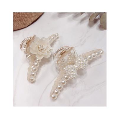 China New fashion fashion bow pearl shell flowers hairpins women's soft acrylic hair clips hair accessories large for sale