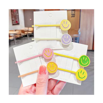 China Fashion Candy Color Face Hairpin Set Smiling Face Hairpin Set Women Girls Girls Hair Clip Hair Accessories 2pcs/set for sale