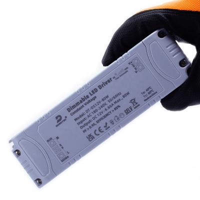 China LED Lighting DUSKTEC AC 180-240V DC 12V Triac Dimmable Slim LED Driver 6670mA 6.67A 80W Constant Voltage Power Supply For Indoor Lamps for sale