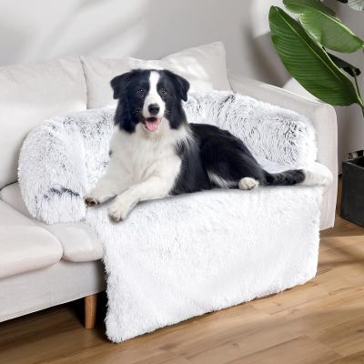 China Breathable Super Soft Plush Sofa Calming Dog Bed Fluffy Removable Long Plush Dog Mat Bed Cover for Dogs and Cats for sale