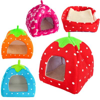 China Pet Breathable Soft Folding Soft Dual-use Strawberry Bed Dog Cushion Supplier Warm Pet Room for sale