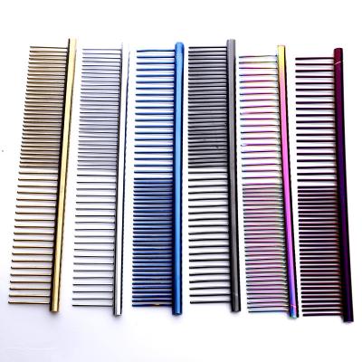 China Hot Sale Metal Double Side Stocked Silver Pet Comb Stainless Steel For Dog And Cat Flea Comb Brush Pet Grooming Comb for sale