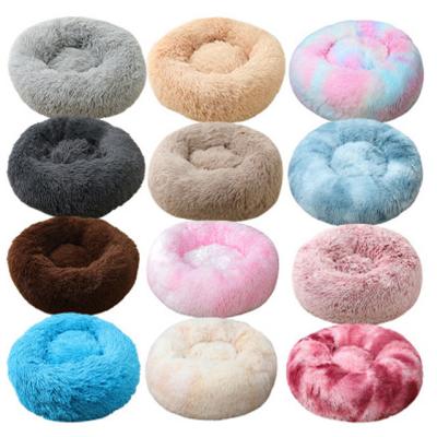 China Wholesale Breathable Pink Gray White Pet Cushion Round Cat Dog Bed from Soft Luxury Plush Manufacturer for sale