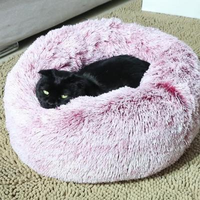 China Breathable Washable Plush Dog Sofa Cat Round Pet Beds Luxury Extra Large Soft Soothing Donut Dog Bed for sale