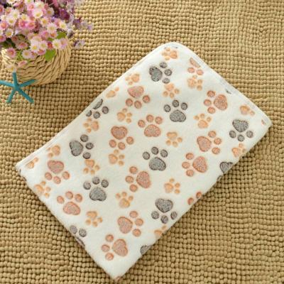 China Wholesale Soft Breathable Coral Print Pet Dog Paw Fleece Blanket Custom Pet Dog Blanket for sale