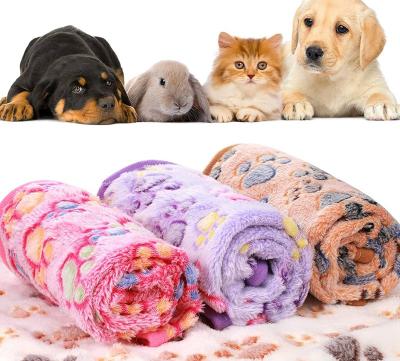 China Paw Bone Print Warm Flannel Fleece Dog Blanket Breathable Soft Plush Premium Dog Blanket For Cat Puppy Pets Accessories for sale