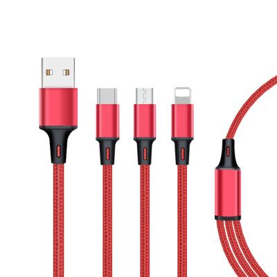 China MP3/MP4 Player Fabric USB Cable Multifunctional USB Charger Cables 3 in 1 USB Charging Cable for sale