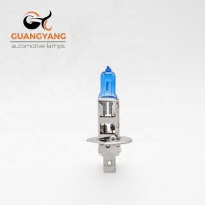 China Blue Auto Headlight Lamp P14.5s Quartz Car Halogen Bulb H1 12v 55w Super White Quartz Glass for sale