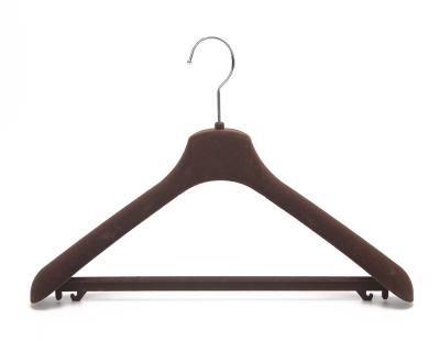 China DISPLAY Black Suit Plastic Hanger For Cloth With Bar for sale