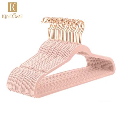 China SHOW OFF High Quality Pink Gold Velvet Hook Space Saving Anti Slip Coat Clothes Closet Hanger for sale