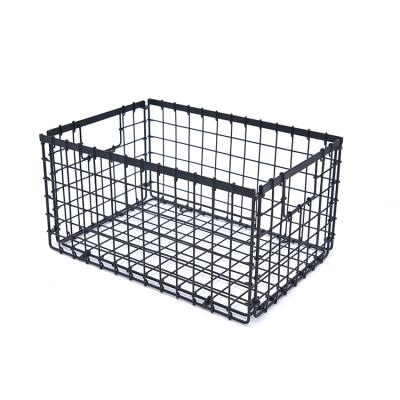 China KINDOME Amazon Viable Hot Sales Rectangular Foldable Metal Wire Grid Black Storage Bins for sale