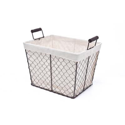 China KINDOME Amazon Sustainable Hot Sales Wire Storage Basket With Fabric Lining And Handles for sale