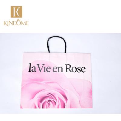 China High Quality Custom Made Gloss Lamination KINDOME Shopping Paper Bag With Rope Handles for sale