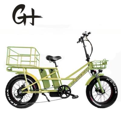 China 48V schijfrem Dual batterijen Fat Snow Big Tire Elektrische vrachtfietsen voor gezin 2 Te koop