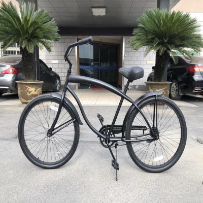 China 26 Inch Adults Mens Single Speed Comfort Beach Cruiser Bike Matte Black Ready to Ship for sale