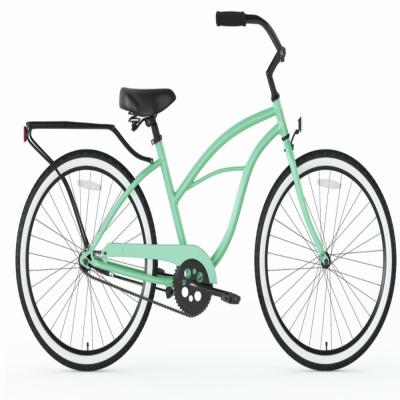 China Mint Green Ladies Low Step Sports Hybrid Bike Women Single Speed Comfort Beach Cruiser Bike 26 Inch for sale