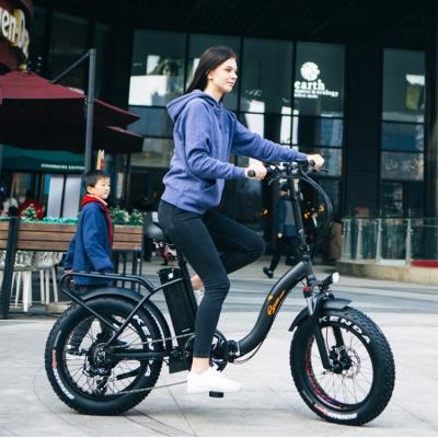 China 1000W Motor 48V 14AH Step Through Electric Lady Women Folding Fat Snow Tire Bike 20 Inch for sale