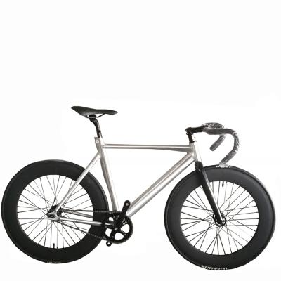 China 700C CE OEM 7005 Aluminiumlegierung Festgetriebe Einzelgeschwindigkeit Erwachsener 80MM Felge Carbon Fork Track Bike zu verkaufen